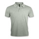A light green men's polo shirt featuring a classic collar and a logo on the chest.