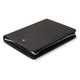 A black A5 portfolio with a zipper, featuring a logo, designed for office and business use.
