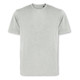 A grey men's t-shirt with short sleeves and a round neckline, featuring a logo on the label.