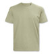 A plain green T-shirt with short sleeves and a round neckline. It features a simple design and includes a logo.
