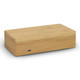 A bamboo wireless charging clock with a sleek rectangular design and a discreet USB-C port.