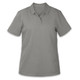 A grey women's polo shirt with a classic collar and short sleeves. It features a logo on the chest.