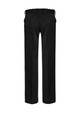Black women's slacks with a straight leg design and a waistband featuring belt loops. The back view shows a tailored fit.