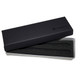 A black double pen box with a foam insert, featuring a white base and a logo on the lid.