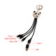 A custom-shaped charging cable with a panda design and keyring, featuring Type C, Apple Lightning, and Micro USB connectors.
