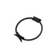 A black Pilates circle with a textured grip and flexible design, featuring a central stabilising clip.