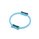 A blue Pilates circle with black grips, designed for fitness and exercise. It features a smooth, circular shape.