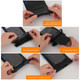 A waterproof phone bag in black, featuring a snap enclosure and holder for a mobile device.