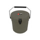 A green 12L ice bucket with a black handle and a secure lid, featuring a logo on the front.