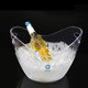 An 8L transparent ice bucket filled with ice and a beer bottle, featuring a logo on the side.