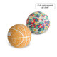 A pair of PU basketballs featuring vibrant designs in orange and multi-coloured floral patterns, each with a logo.