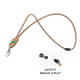 A cork lanyard in a natural brown colour with a key clip and safety breakaway feature. It has a logo on the attachment.