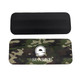 A drink holder in camouflage design with a textured black upper part and a logo on the front.