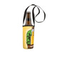A drink bottle holder with a lanyard, featuring a colourful design and a logo, in shades of yellow and green.