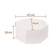 An octagonal white kraft box measuring 47cm in width and 22cm in height, featuring a simple design.