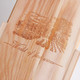 A wooden wine box featuring an engraved design and branding, showcasing natural wood colour and a smooth finish.