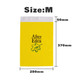 A medium biodegradable mailer bag in yellow with a logo, featuring dimensions of 280mm x 370mm x 50mm.