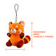 A plush keyring in orange and brown, shaped like a red panda, with dimensions of 10cm by 10cm.