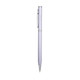 A silver aluminium cross pen with a sleek design and a chrome clip, featuring a branding logo.