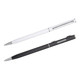 A black and white Aluminium Cross Pen set featuring sleek designs and a branding logo.