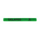 A reflective slap band in bright green with black text and a logo. Suitable as a clothing accessory.