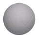 A white volleyball-shaped stress reliever with textured details, featuring a logo on its surface.