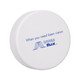 A white circular container with a blue logo and text, designed for holding a product related to vision enhancement.