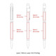 A diagram of metal Hex Pens featuring multiple printing zones and dimensions. The pen is primarily silver with red accents.