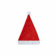 A red Santa hat with a white trim and a pom-pom on top. It has a branding logo.