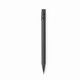 A grey lead pencil with a sharpened tip and a branding logo on the barrel.