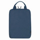 A navy tablet pouch made from RPET, featuring a zip closure and a handle for easy carrying.