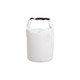 A waterproof dry bag in white with a black strap, featuring a logo. Ideal for keeping items dry.