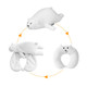 A bear-shaped white travel pillow that converts between a plush bear and a neck pillow, featuring a playful design.