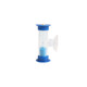 A blue sand timer with a clear hourglass design, featuring sand that flows for three minutes.