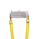 An adjustable phone lanyard in bright yellow with a transparent back clip and silver metal attachments.