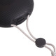 A black portable waterproof Bluetooth speaker with a microphone and a sturdy attachment cord.