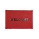 A red floor mat featuring a debossed logo and the word "WELCOME." Suitable for office and business use.