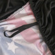 A full colour car seat cover featuring a black outer layer and a design with a red, white, and blue pattern inside.