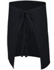 A black short waist apron featuring a tie closure and a sleek design, suitable for various work settings.