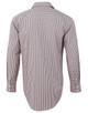 A men's long-sleeve shirt featuring a brown and white gingham check pattern. The shirt has a brand logo.