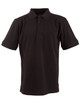 Men's polo shirt in black with a collared neckline and short sleeves. Features a logo on the chest.