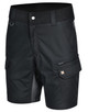 Black Rip-Stop Poly/Cotton Stretch Work Shorts with pocket details and a logo. Suitable for workwear.