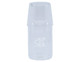 A glass carafe with a clear finish and a matching tumbler, featuring a logo.