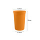 An orange 355ml plastic stadium cup with a cylindrical shape and a logo. Dimensions: 12cm height, 8.1cm diameter.