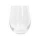 An egg-shaped glass cup in clear glass with a smooth, curved design. It features a simple, elegant form.