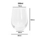 A clear, egg-shaped glass cup with a 550ml capacity, measuring 120mm in height and 90mm in width.