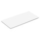 A white yoga mat with a smooth surface, featuring a minimalistic design and a logo.