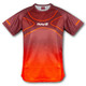 A men's performance t-shirt in shades of brown and orange, featuring a honeycomb pattern and a logo.