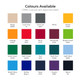 A grid displaying various colours available for a custom men's sports hoodie, including beige, charcoal, red, and more.