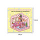 A 14x14cm custom colouring book featuring a cosy illustrated corner scene with a sofa, plants, and decorative elements.